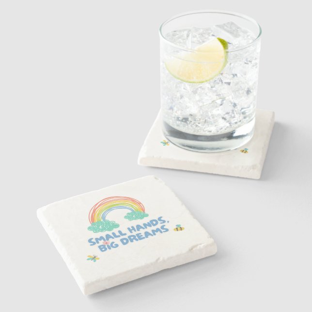 Barn i lycklig dag Small Händer, stora drömmar Stenunderlägg (Sidan)