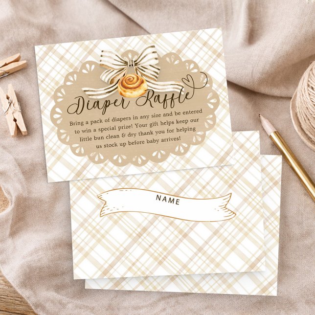 Barn i magen - Baby Shower Blöjtomte Kort (Diaper Raffle Card)