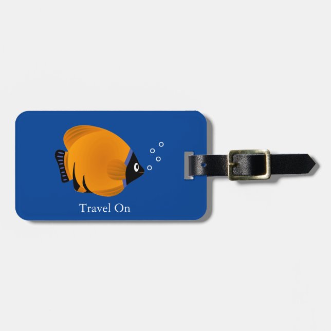 Barn i Orangen Fisk anpassa Bagagebricka (Horisontell Framsida)