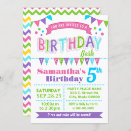 Barn i Party Rosa vid födseln Lila Inbjudningar