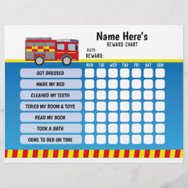 Barn i Personligen Reward Chart Fire Lastbil Plann Reklamblad