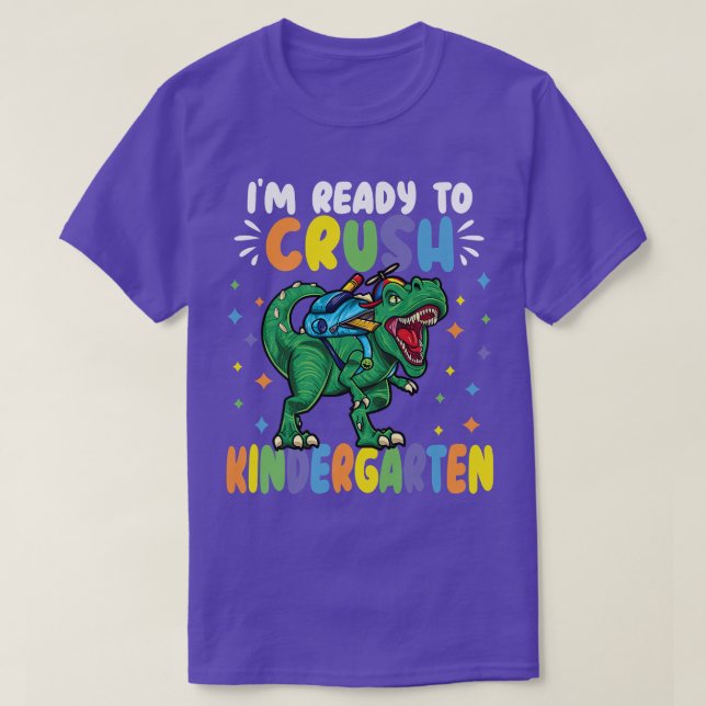 Barn i redot att krossa kindergarten dinosaur t shirt (Design framsida)