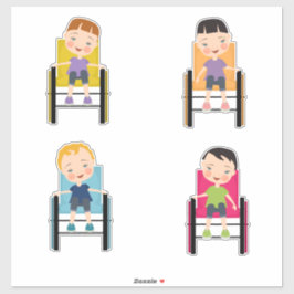 Barn i rullstolsmärken 4 klistermärken