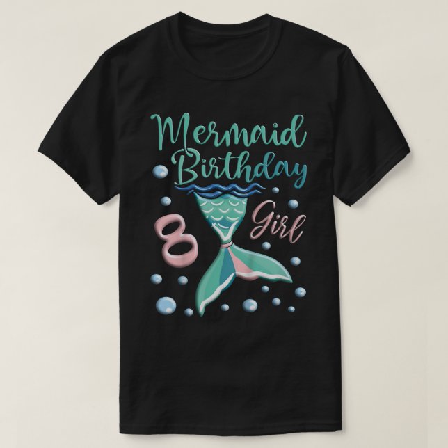 Barn i Sjöjungfru 8:e födelsedagsflickan Sjöjungfr T Shirt (Design framsida)