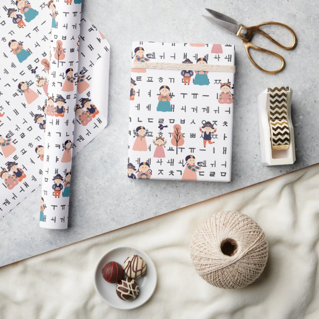 Barn i traditionell koreansk handbok (svart tecken presentpapper (Hantverk)