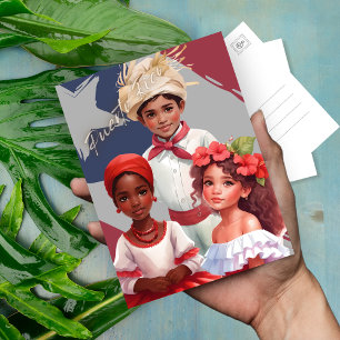 Barn i traditionella Puerto Rican-kläder Vykort