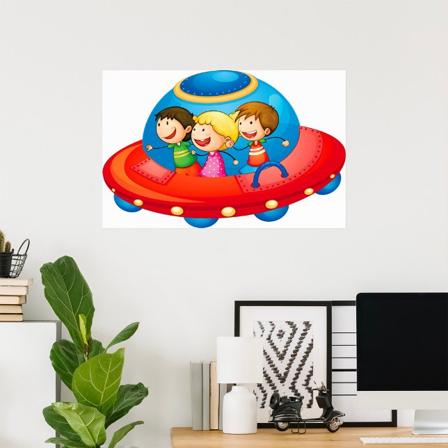 Barn i UFO Rymdskepp Rymdäventyr Poster (Skapare uppladdad)