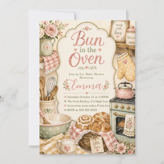 Barn i ugnen - baby shower inbjudningar (Framsida)