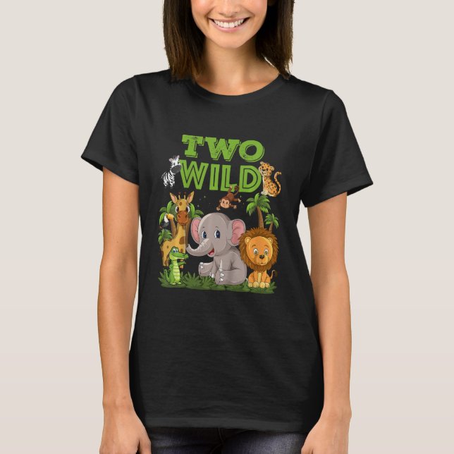 Barn i Vild och 2 Zoo Theme Birthday Safari Jun T Shirt (Framsida)
