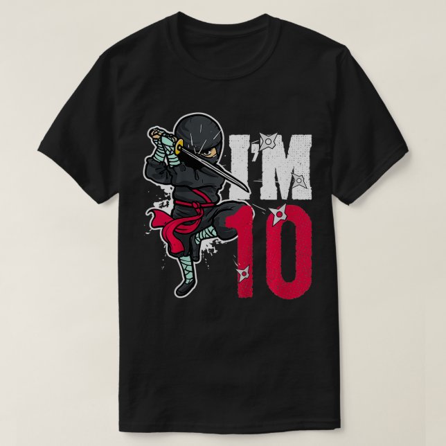 Barn Im 10 år gammal Ninjas 10 år T Shirt (Design framsida)