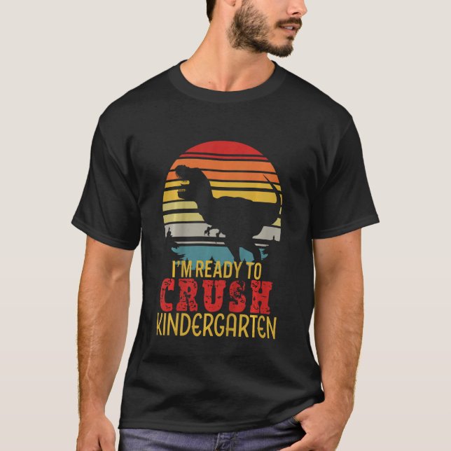 Barn Im-Redo för att krossa Kindergarten Dinosaur T Shirt (Framsida)