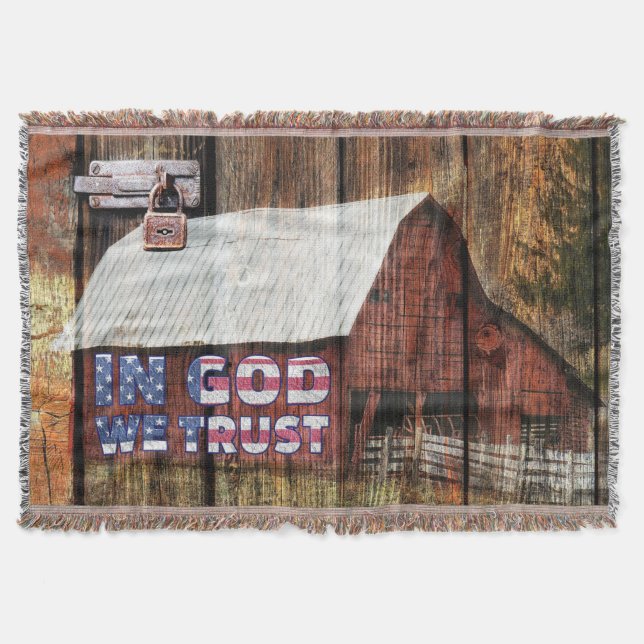 Barn in God Vi litar på amerikansk Flagga Filt (Framsidan)