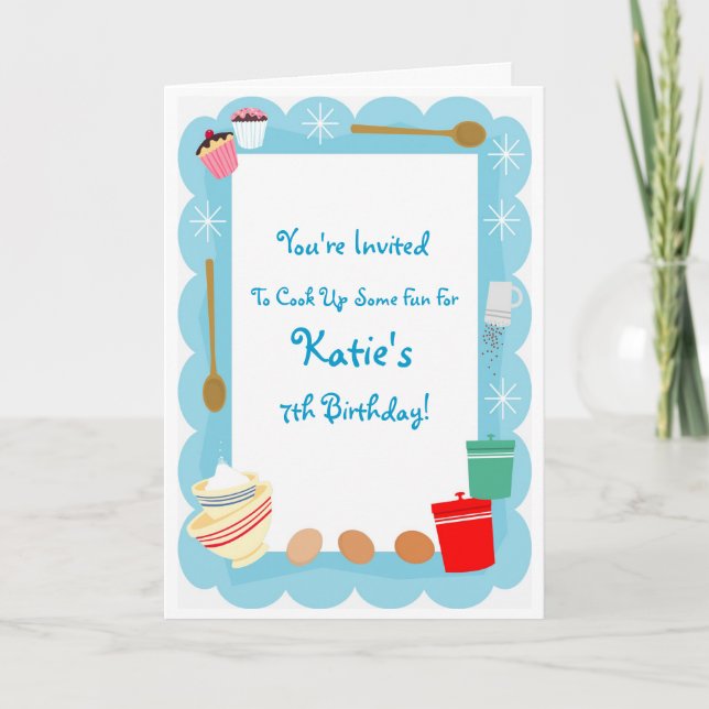 Barn-inbjudningar till kookningspartier inbjudan (Framsida)