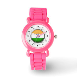 Barn India Flagga Rosa Glitter Strap Watch Armbandsur