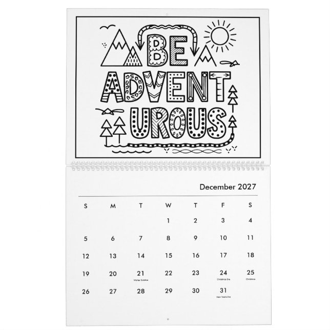 Barn Inspirerande Färgläggningskalender Kalender (Dec 2027)