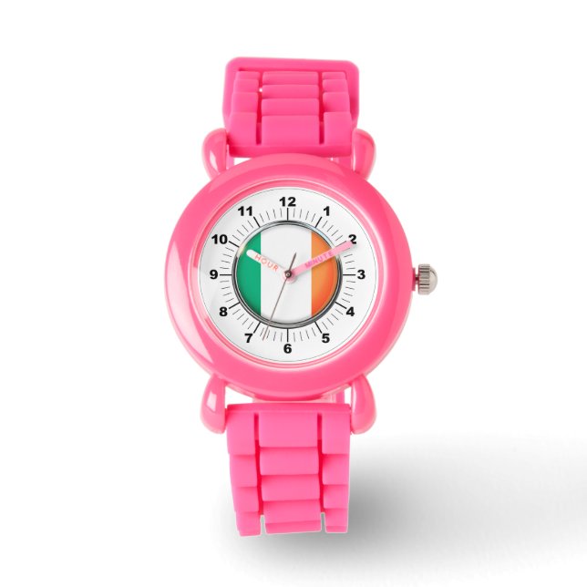Barn Ireland Flagga Rosa Glitter Strap Watch Armbandsur (Framsida)