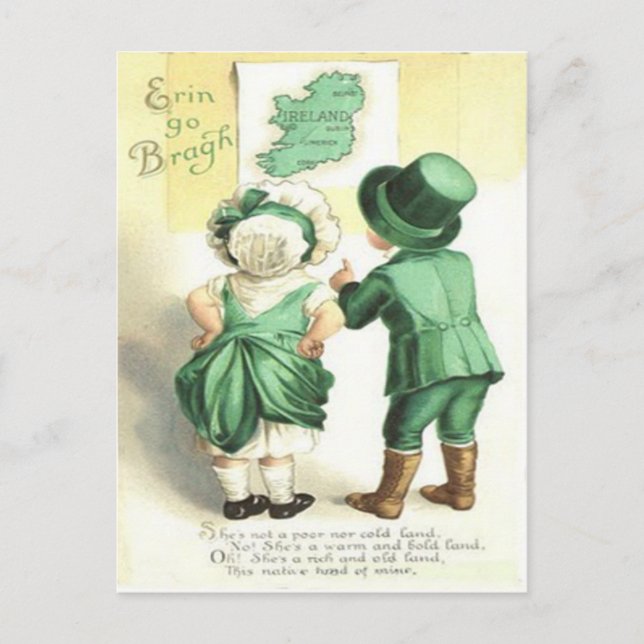 Barn Irländsk karta Erin Go Bragh Vykort (Framsida)