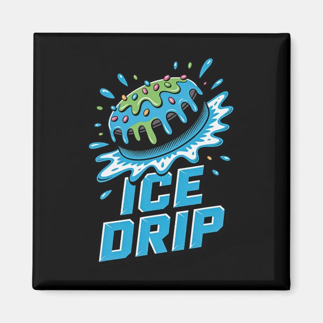 Barn Ishockeypuck Droppgrafik Glass Dropp B Magnet (Framsidan)