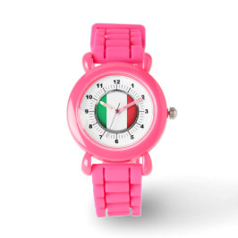 Barn Italien Flagga Rosa Glitter Strap Watch Armbandsur