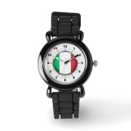 Barn Italien Flagga Strap Watch Silver Glitter Armbandsur