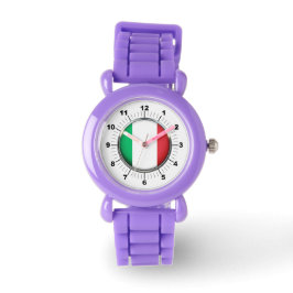 Barn Italien Red Glitter Strap Watch Armbandsur