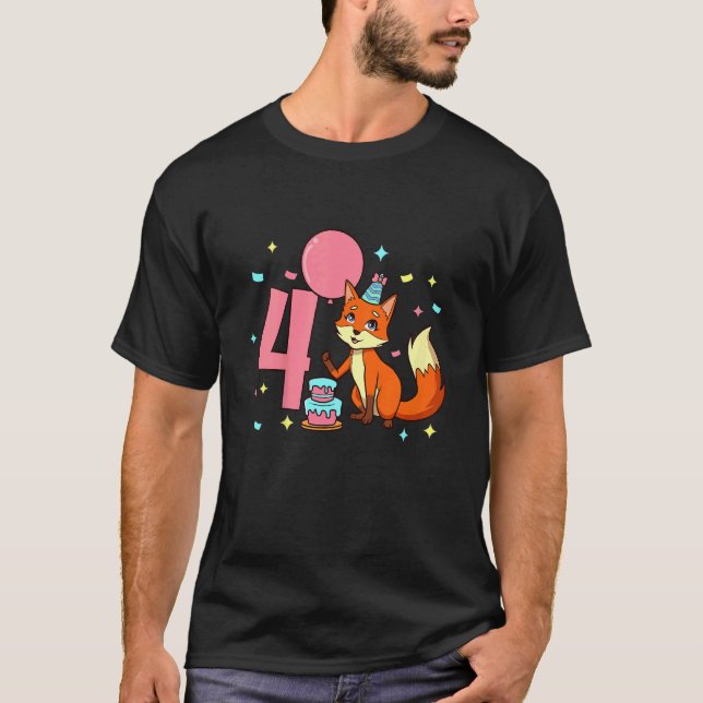 Barn jag är 4 år med fox-flickfödelsedag 4 år t shirt (Framsida)
