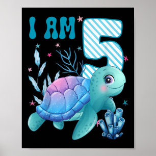 Barn jag är 5 år gammal 5-års födelsedag Havssköld Poster