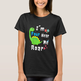 Barn jag är fyra år med Roar Dinosaur 4e födelseda T Shirt