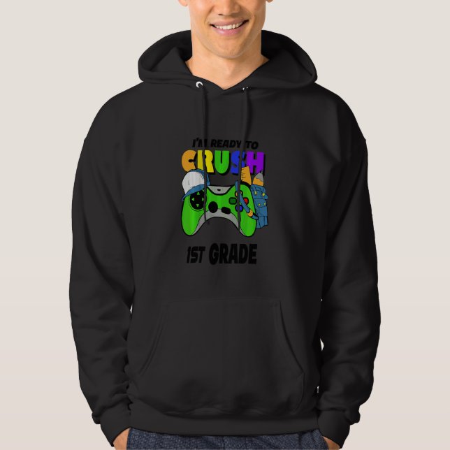 Barn jag är redo att krossa 1:a klass tillbaka til hoodie (Framsida)