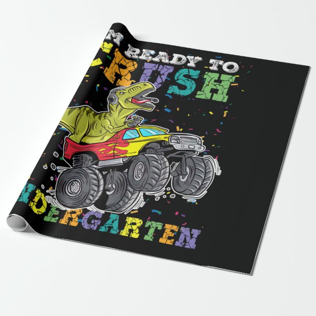 Barn jag är redo att krossa förskole monstertruck presentpapper (Utrullad)