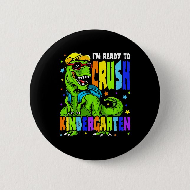 Barn jag är redo att krossa förskoleklass dinosaur knapp (Framsida)