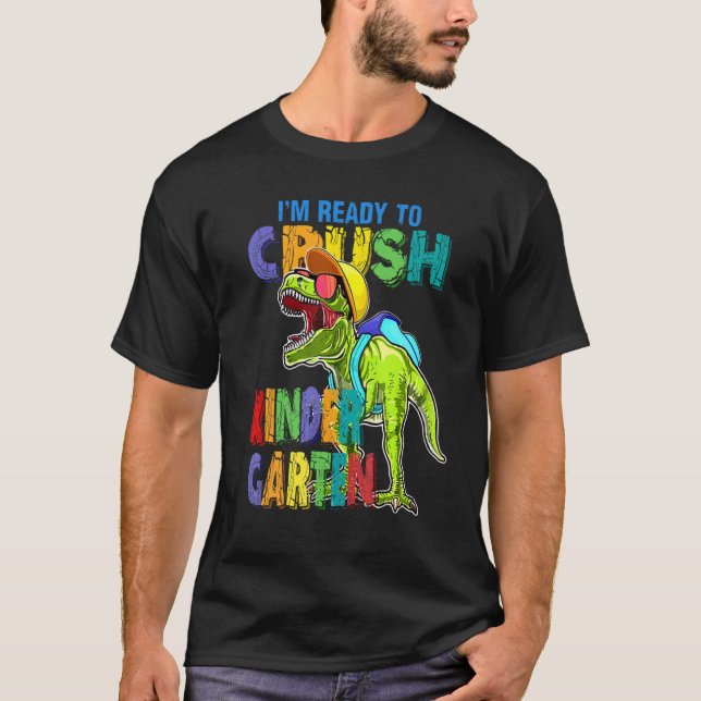 Barn jag är Redo att krossa Kindergarten Dinosaur T Shirt (Framsida)