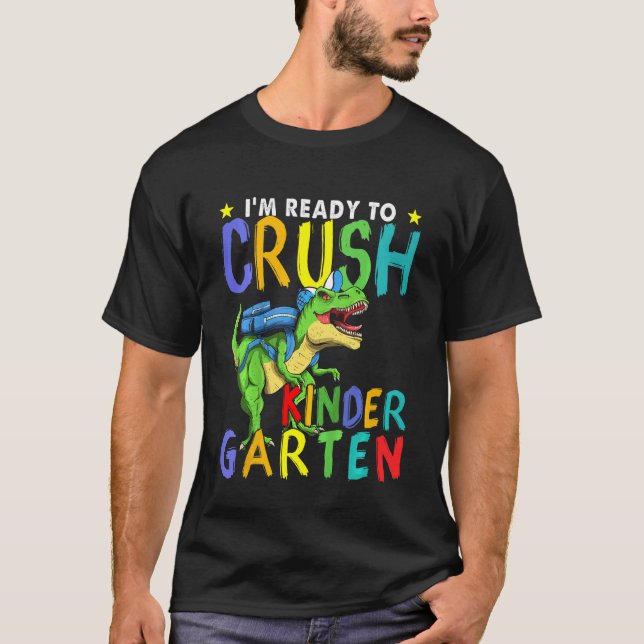 Barn jag är Redo att krossa Kindergarten Dinosaur T Shirt (Framsida)