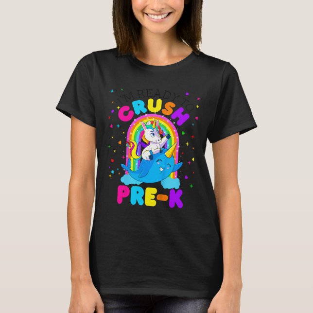 Barn jag är redo att krossa Pre K Enhörning Ck til T Shirt (Framsida)