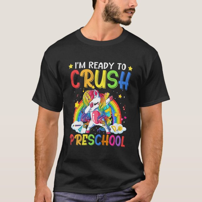 Barn jag är Redo att krossa Preschool Unicorn Firs T Shirt (Framsida)