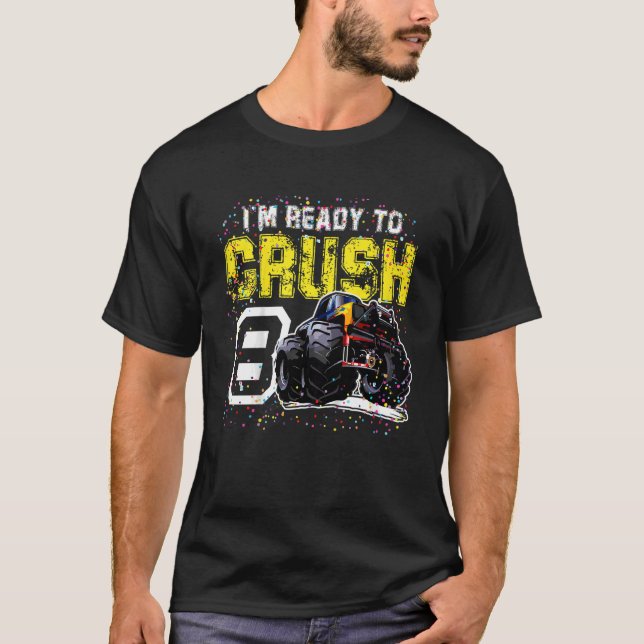 Barn jag är Redo till Crush 8 Monster Lastbil 8th  T Shirt (Framsida)