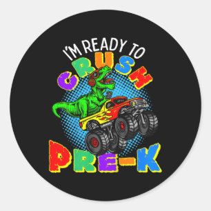 Barn jag är Redo till Crush Pre K Dinosaur Monster Runt Klistermärke