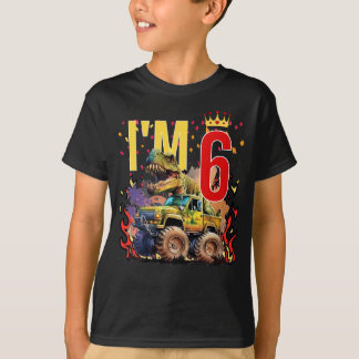 Barn jag är sex 6E Fire Dinosaurs Birthday Boy Gif T Shirt