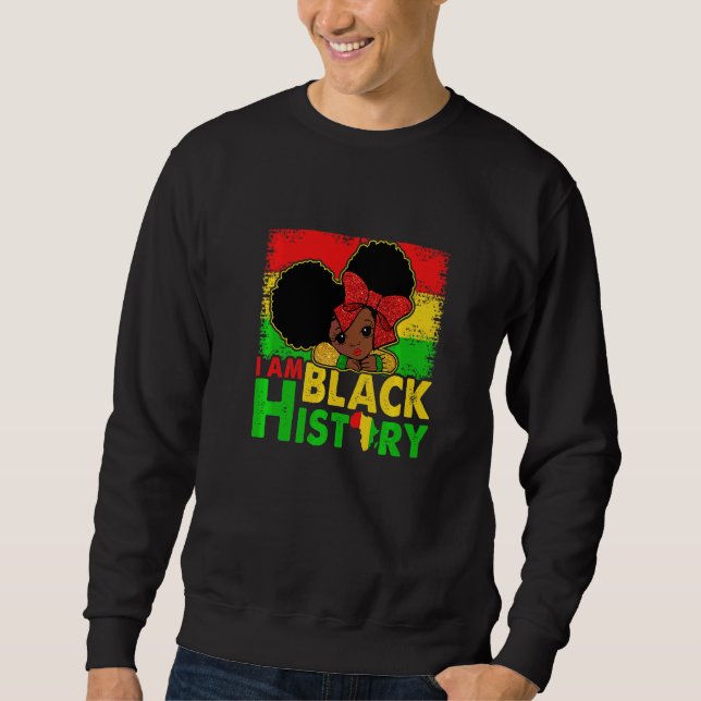 Barn Jag Är Svart Historia Flickor Lite Melanin Dr Lång Ärmad Tröja (Framsida)