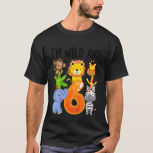 Barn jag är Vild och sex sex Zoo 6e Birthday Safar T Shirt