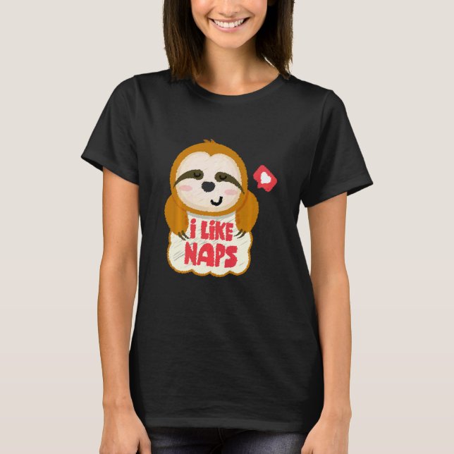 Barn jag gillar Naps Cute Sloth T Shirt (Framsida)