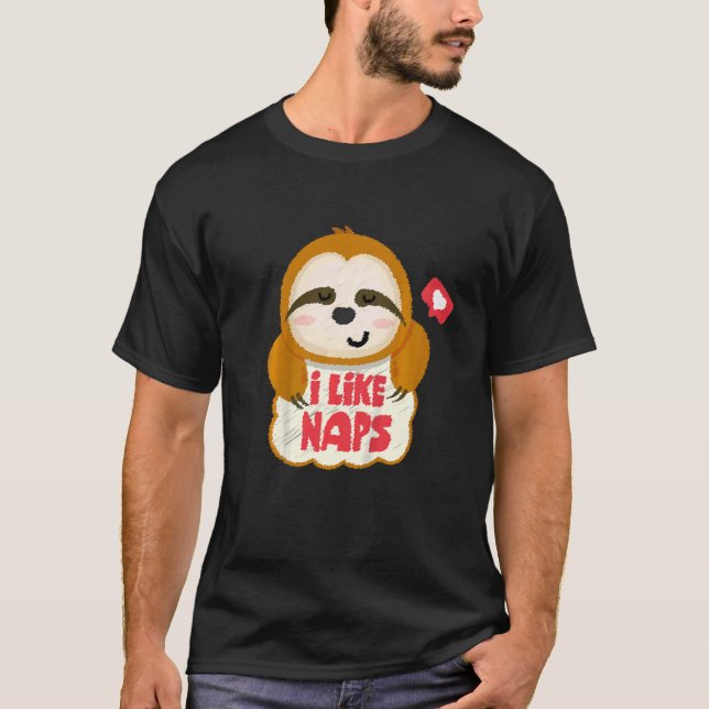 Barn jag gillar Naps Cute Sloth T Shirt (Framsida)