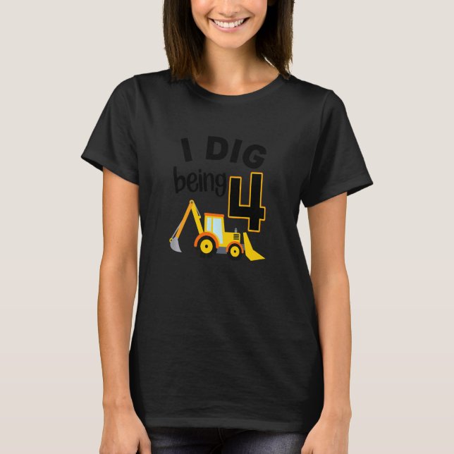 Barn jag Gräver är 4 4e födelsedagen Backh T Shirt (Framsida)