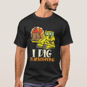Barn jag Gräver Thanksgiving Bulldozer Småbarn Lit T Shirt