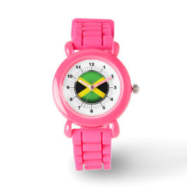 Barn Jamaica Flagga Rosa Glitter Strap Watch Armbandsur