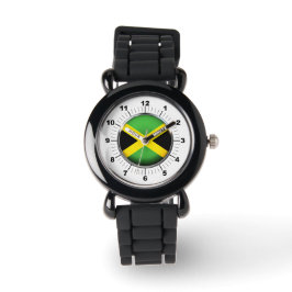 Barn Jamaica Flagga Silver Glitter Strap Watch Armbandsur