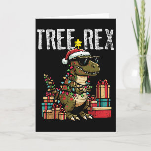 Barn Jul Dinosaurie Träd Rex Xmas Trex Småbarn Kort