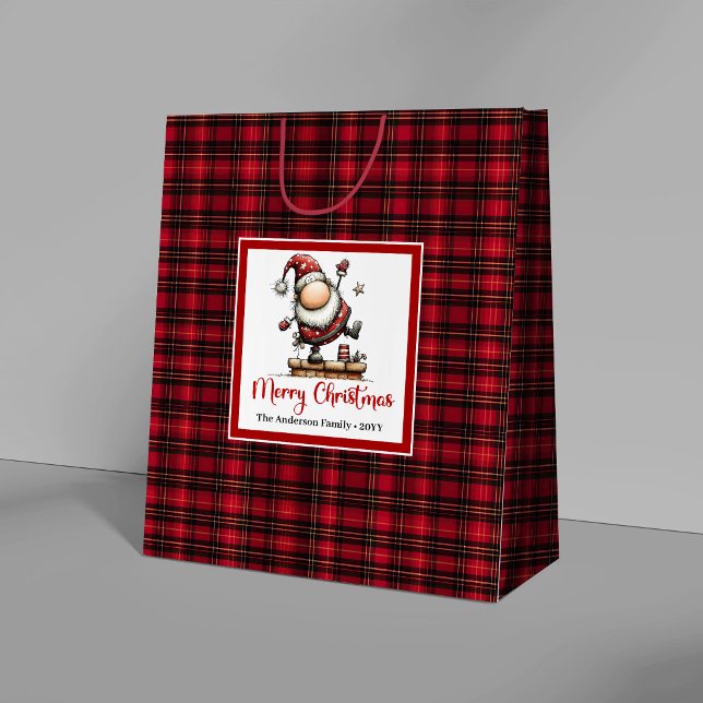 Barn Jul Lekfull Tomte Tecknad Presentpåse Konst (Kids Christmas Playful Santa Cartoon Gift Bag Art)