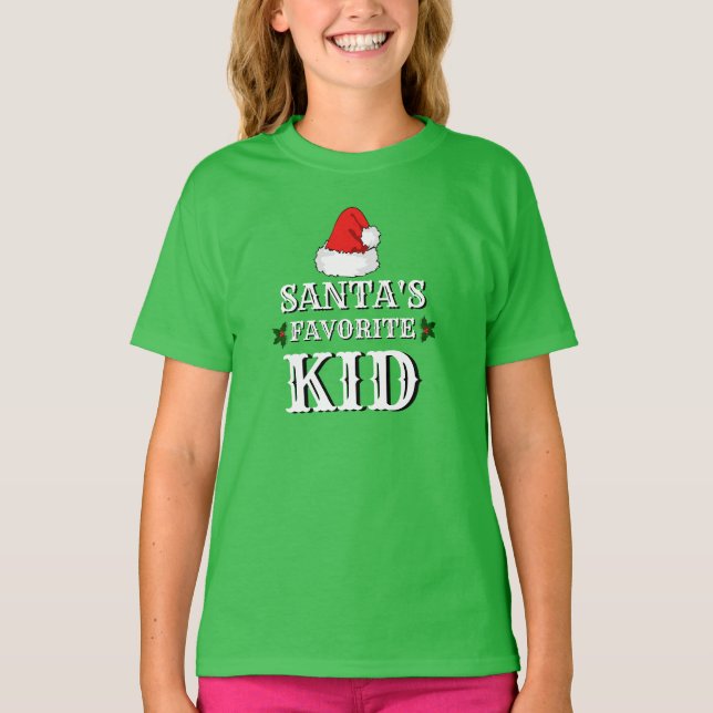 Barn Jul Novel Gift SANTA:s FAVORITE KID T Shirt (Framsida)