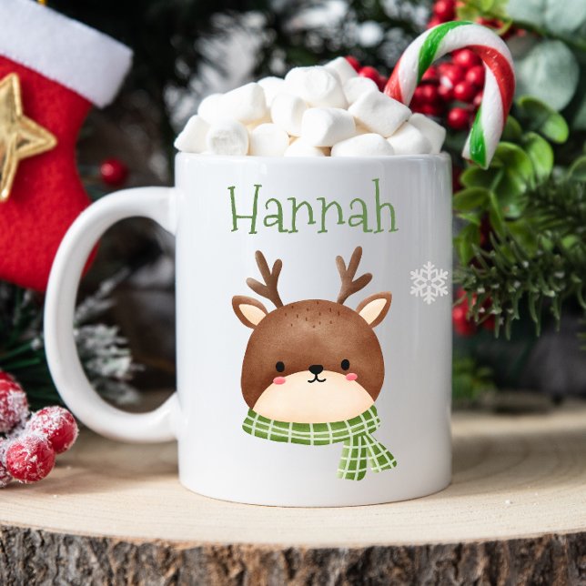Barn jul Personlig mugg (Cute Christmas mug, personalized kids mug, personalized christmas mug, mug with kids name, hot cocoa)